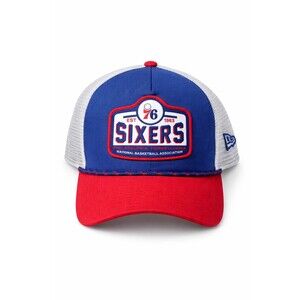 New Era Philadelphia 76ers Trucker Hat Snapback Mesh Cap NBA Red Blue OSFM